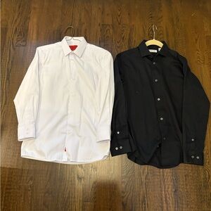 Lot of 2 Classic White and Black Boys Button Down Shirts